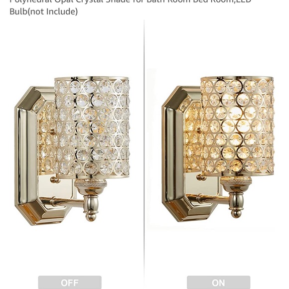 Plating champagne finish and polyhedral opal crystal shade. 2 fixtures included - Picture 3 of 15